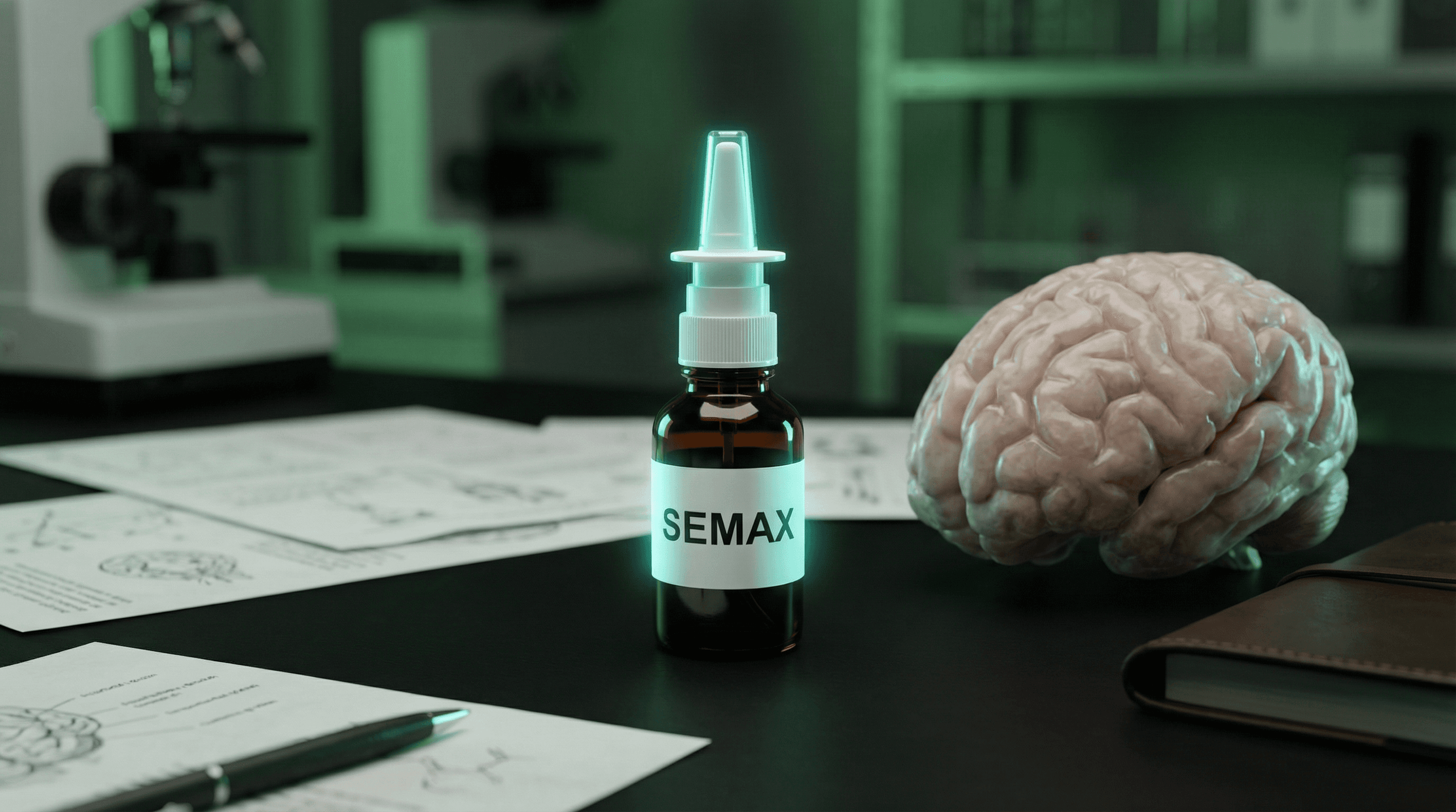 Semax nasal spray with brain neural pathway activation visualization