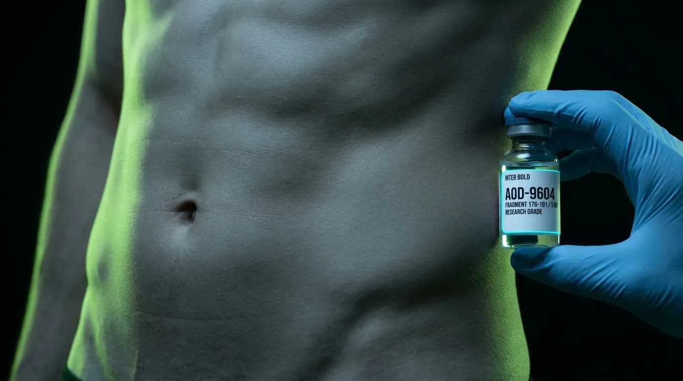 AOD-9604 fat loss research peptide vial for visceral fat and body composition