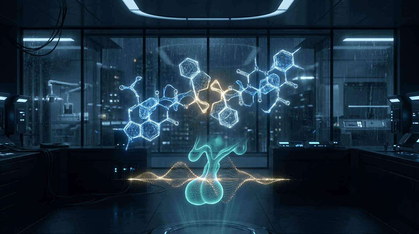 CJC ipamorelin will dominate 2026 peptide prescriptions: molecular diagram showing dual GHRH and ghrelin receptor pathway synergy